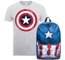 Lot Captain America : T-shirt + Sac à dos