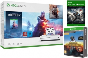 Console Xbox One S - 1To + Battlefield V - Edition Deluxe + Battlefield 1 - Edition Revolution + Battlefield 1943 + PUBG - Edition Fnac - Gears of War 4