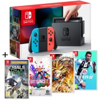 Console Nintendo Switch (Néon ou Gris) + Trials Rising + Dragon Ball FighterZ + FIFA 19 + Just Dance 2019