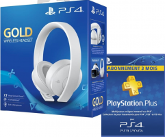 Micro-Casque PS4 sans Fil - Gold Edition (Blanc ou noir) + Abonnement PlayStation Plus de 3 Mois