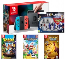 Console Nintendo Switch (Néon ou Gris) + Crash Bandicoot N.Sane Trilogy + Pack Starlink + Mario Lapins Crétins Kingdom Battle + Rayman Legends
