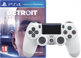 Manette DualShock 4 (V2 - Glacier White ou Noire) + Detroit Become Human