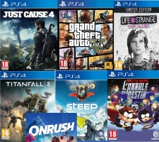 Just Cause 4 + GTA 5 + OnRush + Titanfall 2 + Steep + South Park L'annale Du Destin + Le Bâton de la Vérité (code) + Life Is Strange: Beform The Storm 