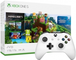 Console Xbox One S - 1To + 2ème Manette (Noire ou Blanche) + Minecraft