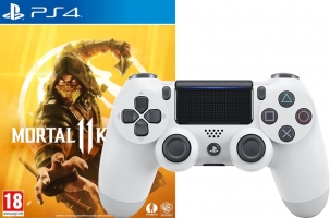 Manette DualShock 4 (Glacier White - V2) + Mortal Kombat 11