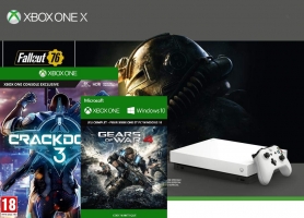 Console Xbox One X - 1To - Edition limitée Robot White + Fallout 76 + Crackdown 3 + Gears of War 4 + Pack Apex Legends Founder's + 30€ Offerts