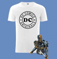 T-Shirt - Logo DC Comics (Homme- Taille S à XXL) + Tirelire Buste Deathstroke (20cm)