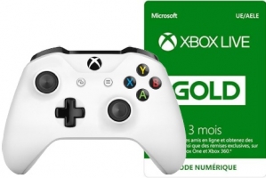 Manette Pour Xbox One / PC (Noire ou Blanche) + Abonnement Xbox Live Gold de 3 Mois