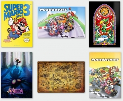 Sélection de Posters Métalliques Nintendo en Promotion - Exemple : Poster Super Mario Bros 3 ou Mario Kart (30x20cm)