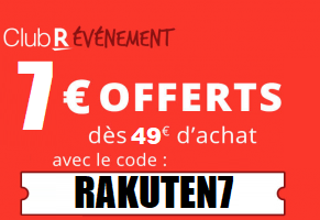 7€ offerts pour toute commande de 49€