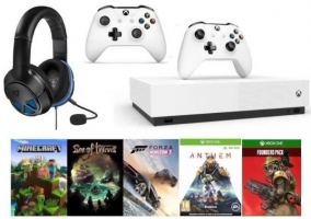 Console Xbox One S All Digital - 1To + 2ème Manette + Sea of Thieves + Forza Horizon 3 + Minecraft + Anthem + Apex + Micro-Casque - Turtle Beach Recon 150 