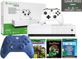 Console Xbox One S All Digital - 1To + 2ème Manette - Edition Sport Blue + Sea of Thieves + Minecraft + Fortnite Legendary Evolving Skin & 2000 V-Bucks + 1 Mois Game Pass Ultimate