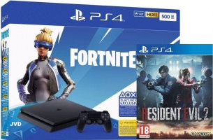 Console PS4 Slim - 500Go + Resident Evil 2 + Contenu pour Fortnite