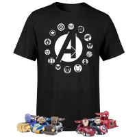 Lot Avengers : T-Shirt + 6 voitures de course + 6 stylos Beast Kingdoms Avengers