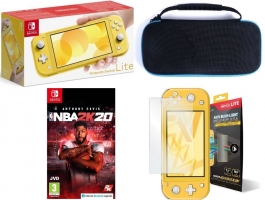 Console Nintendo Switch Lite (Jaune) + NBA 2K20 + Housse de Protection + Verre Anti-Lumière Bleue