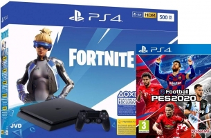 Console PS4 Slim - 1To + PES 2020 + Contenu pour Fortnite