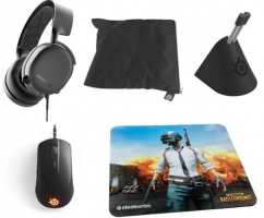 Casque Arctis 3 Noir 2019 + Sac + Mouse bungee + Souris Rival 110 - RGB + Tapis Qck PUBG