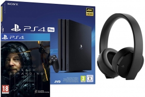 Console PS4 Pro - 1To + Death Stranding + Micro-Casque sans Fil Sony - Edition Gold