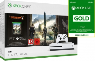 Console Xbox One S - 1To + The Division 2 + Xbox Live Gold de 3 Mois