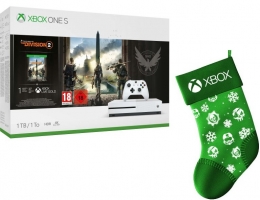 Console Xbox One S - 1To + The Division 2 + Chaussette de Noël Xbox + 10€ Offerts