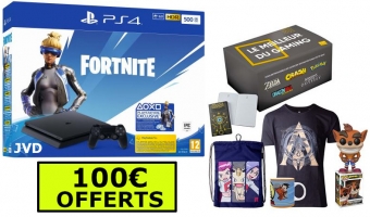 Console PS4 Slim - 500Go (Blanche ou Noire) + Box Gaming + 100 Offerts