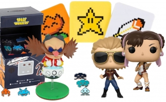 Lot Rétrogaming  : 2 Figurines POP + 1 Figurine Docteur Eggman de Sonic + 1 Lot de Pin's + Dessous de Verre