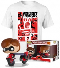 T-Shirt - Les Indestructibles + Figurine POP - Elastigirl sur Moto