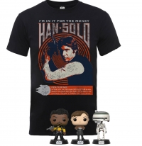 Lot T-Shirt Han Solo + 3 Funko Pop