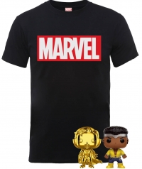 Lot T-Shirt Marvel + 2 Funko Pop!