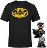 T-Shirt - DC-Comics - Batman - Logo Japonais + Figurine MiniCo - Batman (19cm)