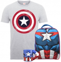 T-Shirt Marvel - Captain America + Sac à Dos + Mug