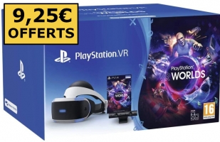Casque PlayStation VR + PlayStation Caméra + VR Worlds + 9,25€ Offerts