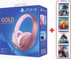 Micro-Casque sans Fil - Edition Gold (Rose) + 4 jeux