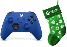 Manette pour Xbox Series X / S - Shock Blue + Chaussette Xbox de Noël