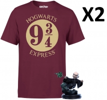 2 Lots : T-Shirt Unisexe - Harry Potter + Statuette Lord Voldemort (XS à XXL)