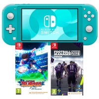 Console Nintendo Switch Lite (Turquoise ou Corail) + Captain Tsubasa + Football Manager 2021