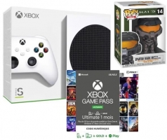 Console Xbox Series S - SSD 512Go + Abonnement Game Pass Ultimate 1 mois + Figurine Pop - Halo - Spartan Mark VII