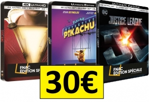 Shazam - Edition Steelbook + Pokémon Détective Pikachu - Edition Steelbook + Justice League - Edition Steelbook - 4K Ultra HD & Blu-Ray