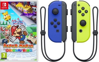 Paire de manettes Joy-Con (Bleu et Jaune / Vert et Rose) + Paper Mario : The Origami King