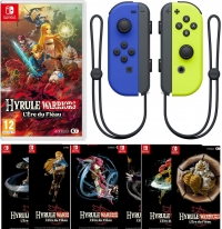 Paire de manettes Joy-Con (Bleu et Jaune ou Vert et Rose) + Hyrule Warriors : L'Ere du Fléau + 6 Cartes Postales