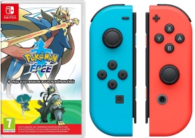 Paire de manettes Joy-Con -  Bleue et Rouge + Pokémon Épée + Pass Extension