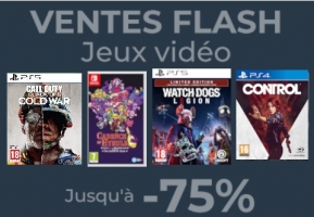Vente Flash : Watch Dogs Legion sur PS5 à 9,99€ / Call of Duty : Black OPS Cold War sur PS5 à 14,99€ / Control sur PS4 à 9,99€...