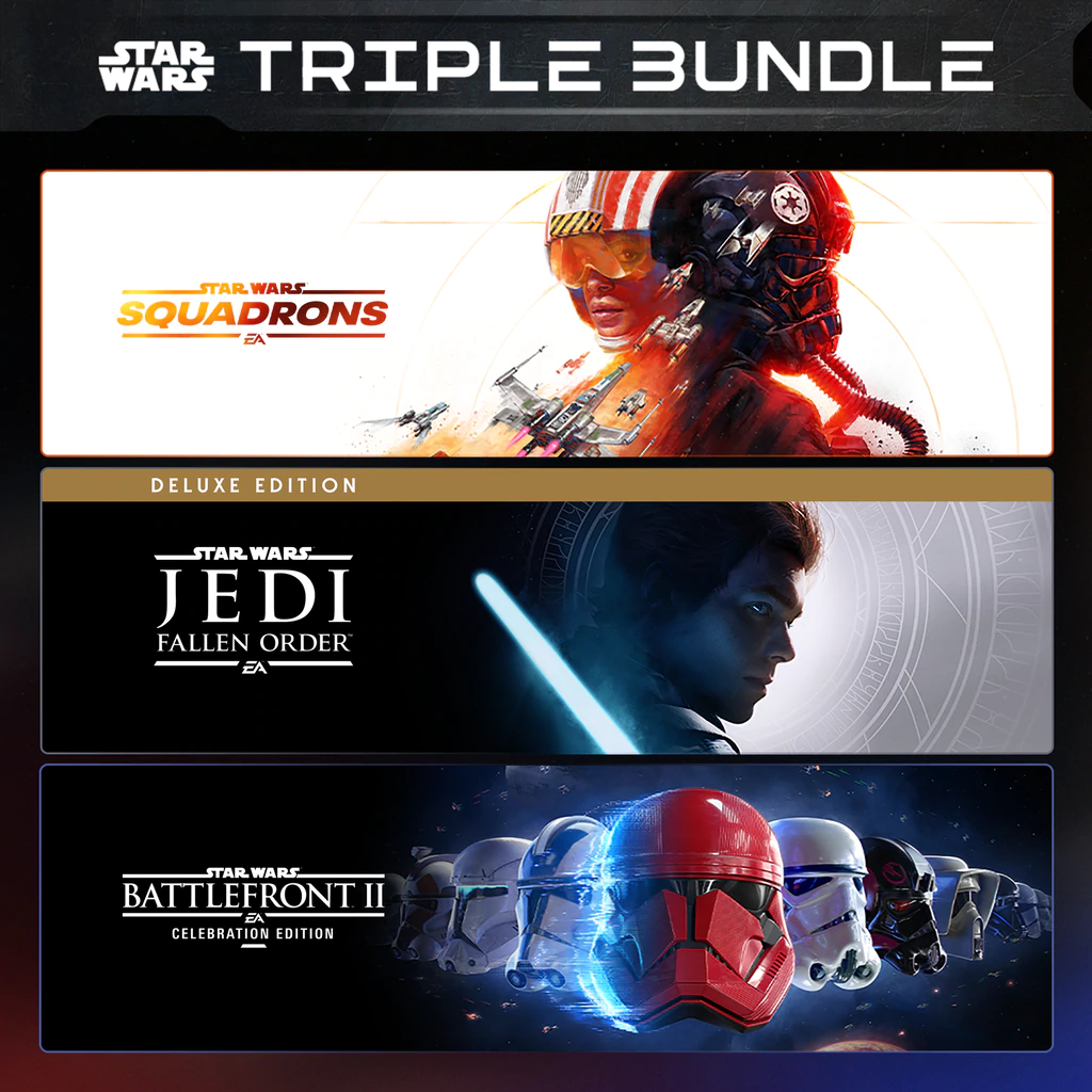 Star Wars Jedi : Fallen Order - Deluxe Edition + Star Wars Battlefront - Edition Célébration + Star Wars : Squadrons