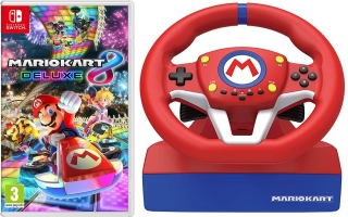 Volant + Pédalier Hori - Mario Kart Pro Mini + Mario Kart 8 Deluxe