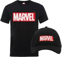 T-Shirt Homme Marvel Noir + Casquette