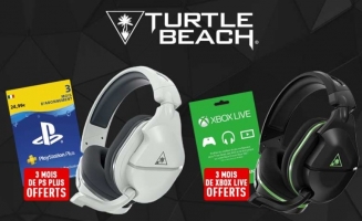 Micro-Casque sans Fil Turtle Beach - Stealth 600P Gen 2 (Blanc ou Noir) + Abonnement PlayStation Plus / Xbox Live Gold de  3 Mois