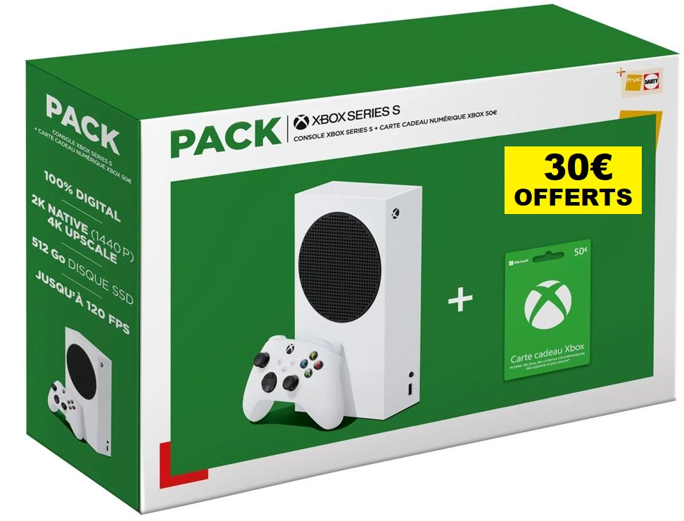 Console Xbox Series S - SSD 512Go + Carte Cadeau Xbox de 50€ + 30€ Offerts