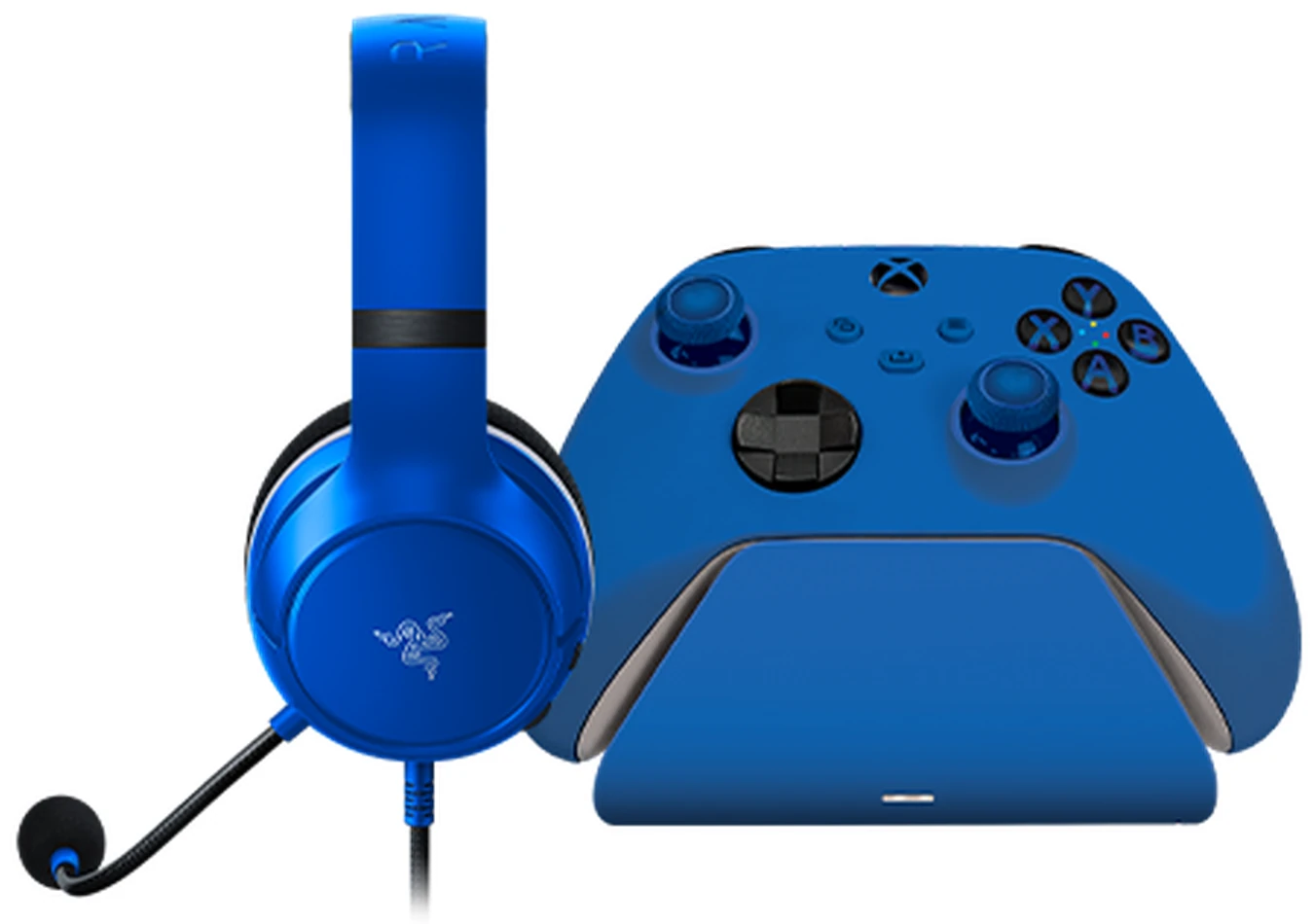 Micro-Casque Filaire - Razer Essential + Chargeur Rapide Manette (Shock Blue)