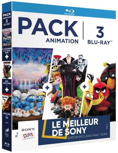 Coffret Blu-Ray Animation : Les Schtroumpfs et le Village Perdu + Hôtel Transylvanie 2 + Angry Birds