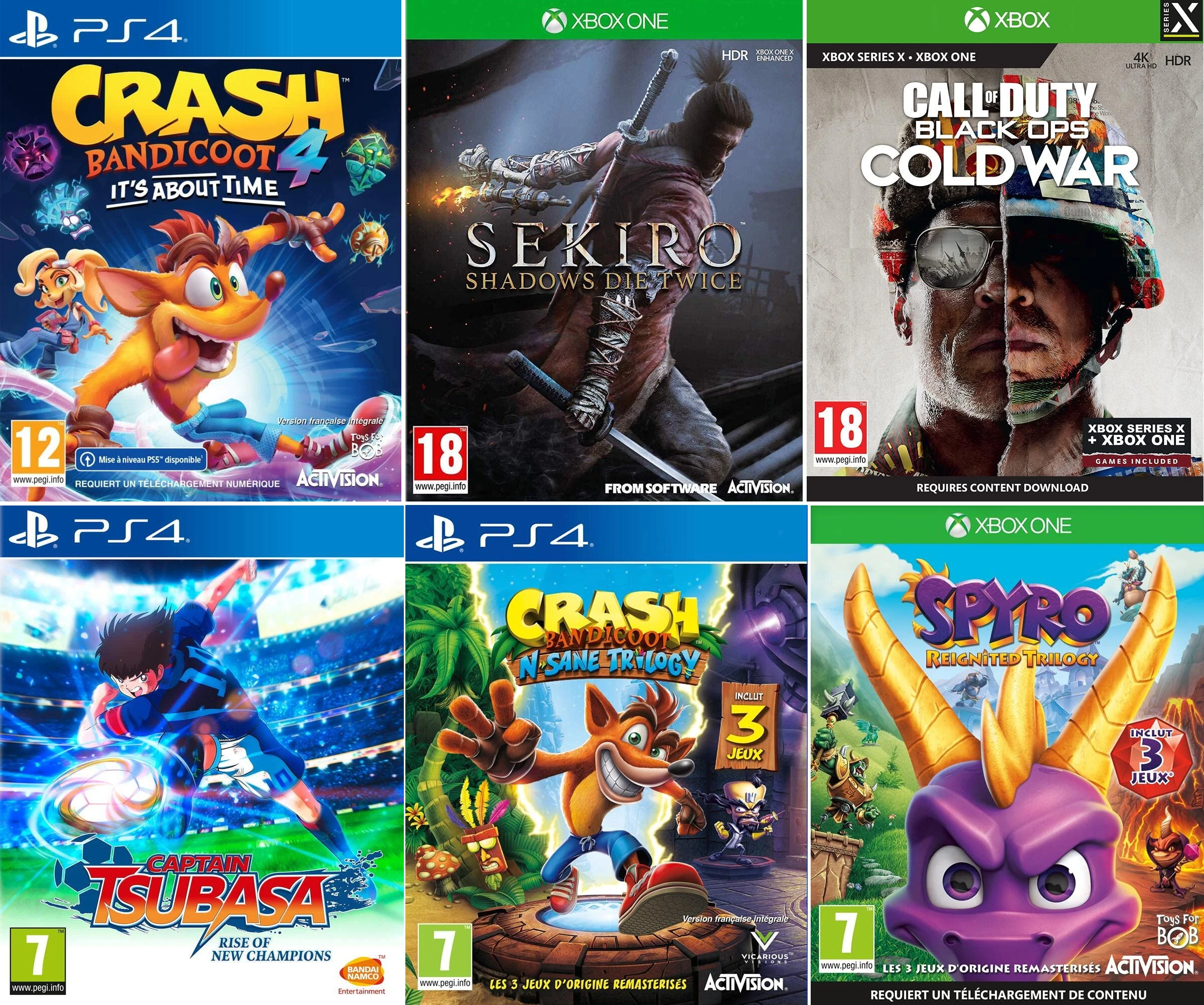 Crash Bandicoot 4 / Sekiro : Shadows Die Twice / Call of Duty : Black Ops Cold War / Captain Tsubasa / Crash Bandicoot N.Sane Trilogy (Vitry sur Seine - 94)